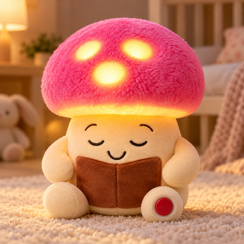 Lampă de veghe plush S-Eye roz cu lumină caldă