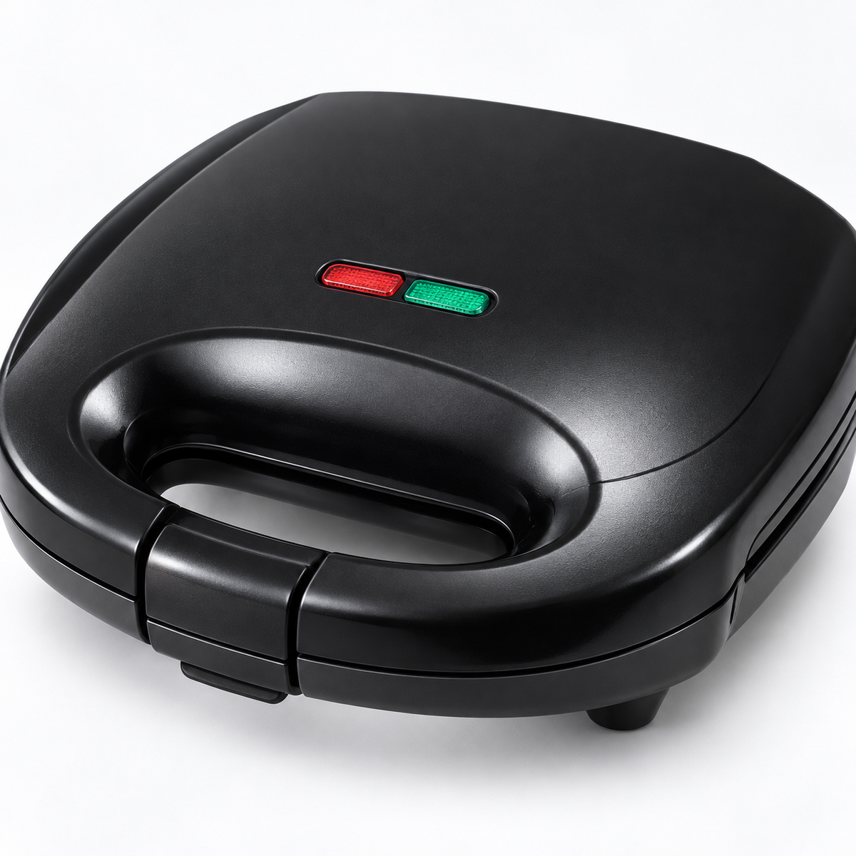 Detaliu sandwich maker Ciodex cu indicatori luminoși și mâner blocabil