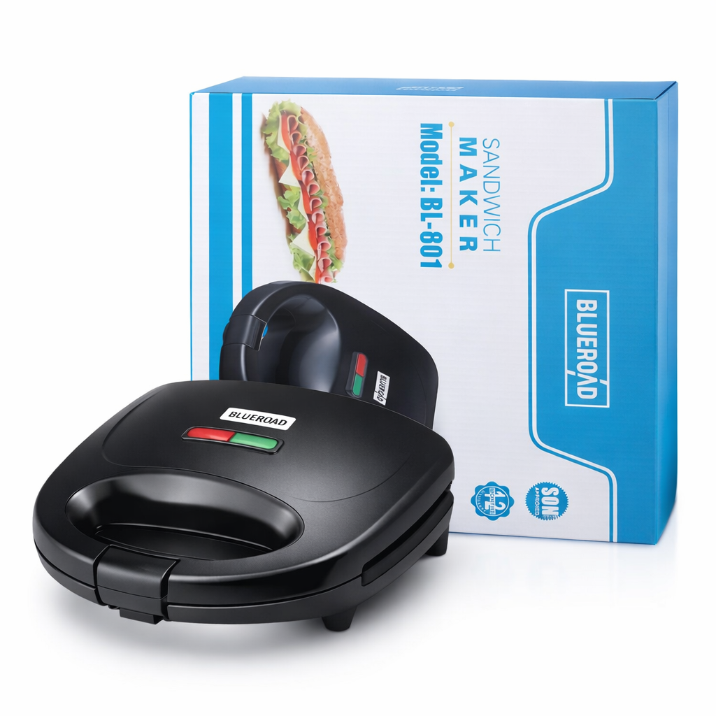 Sandwich Maker BLUEROAD BL 801, 750 W, plăci antiaderente, 2 sandvișuri, indicator luminos