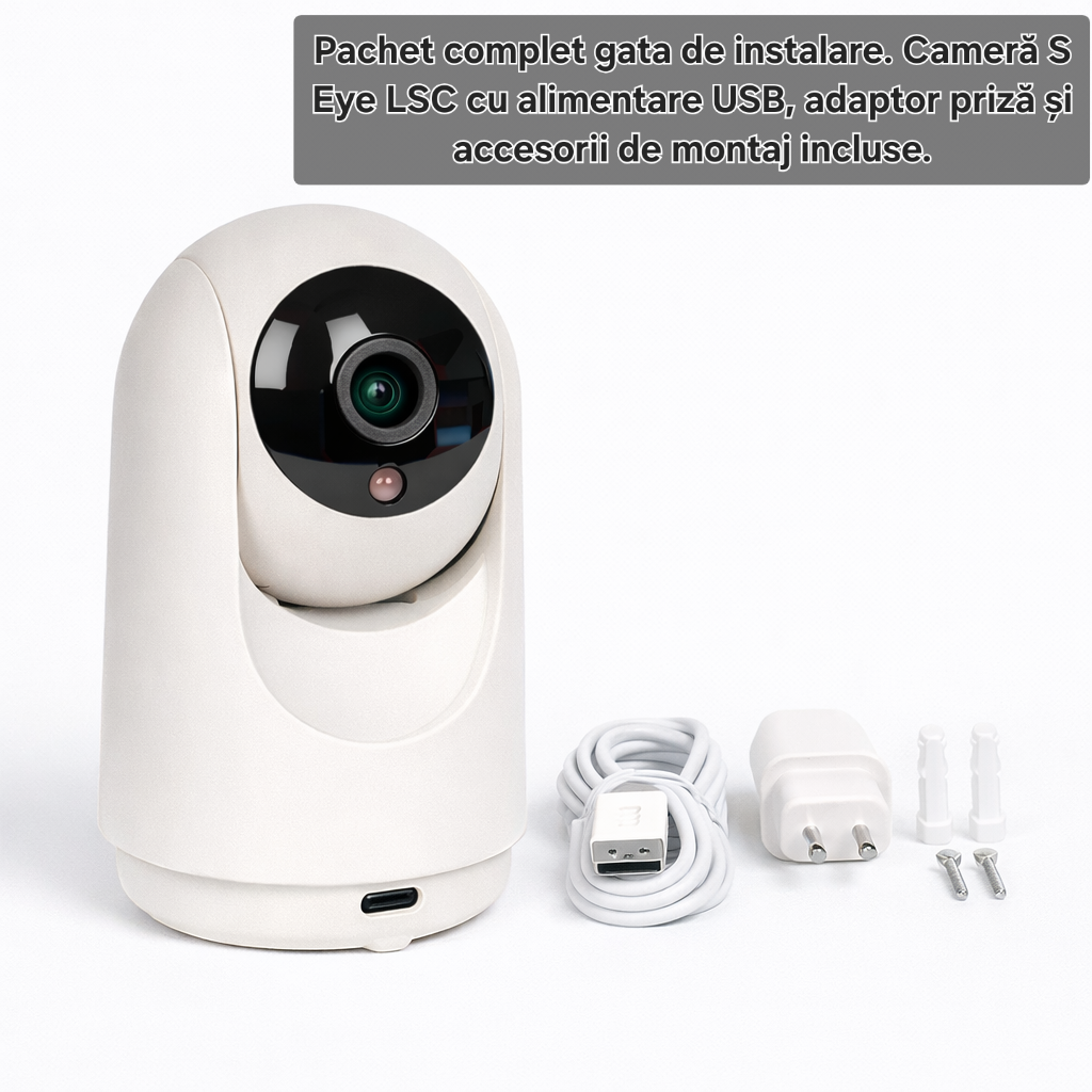 Camera supraveghere WiFi S Eye LSC rotativă HD 1296p cu vedere nocturnă detectare mișcare și audio bidirecțional