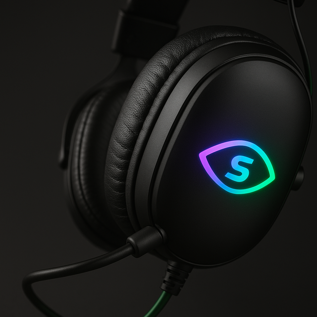 Casti gaming s-Eye Battletron cu sunet surround 360 grade RGB, microfon flexibil USB si pernite over ear confortabile