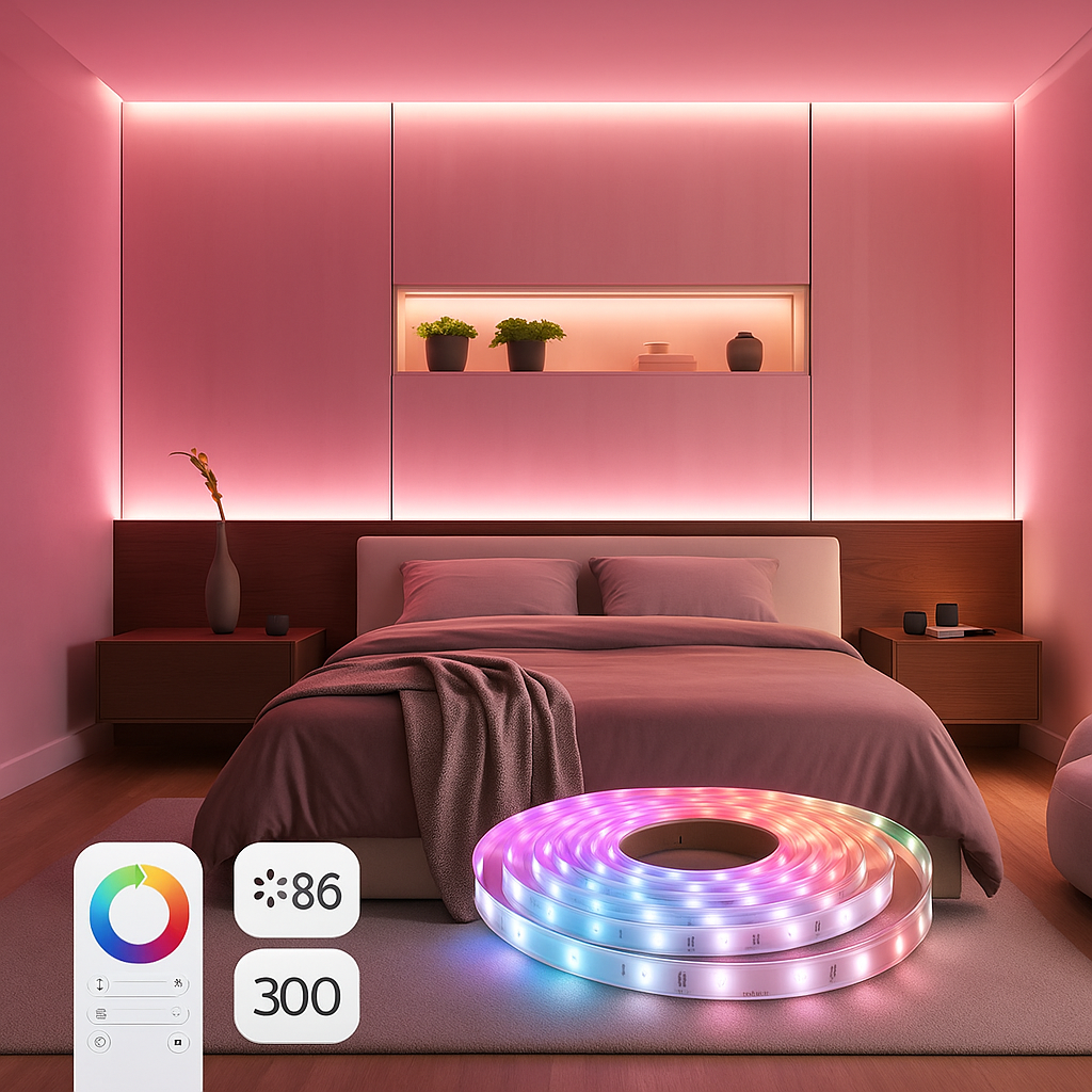 Bandă LED Philips RGB 5m, 24W, 1500 lm, telecomandă, 256 culori, iluminare ambientală