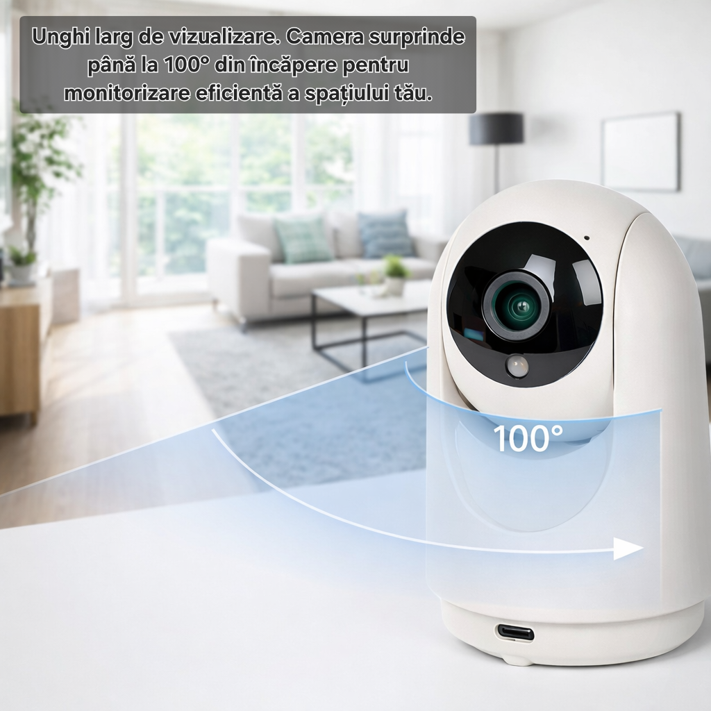 Camera supraveghere WiFi S Eye LSC rotativă HD 1296p cu vedere nocturnă detectare mișcare și audio bidirecțional