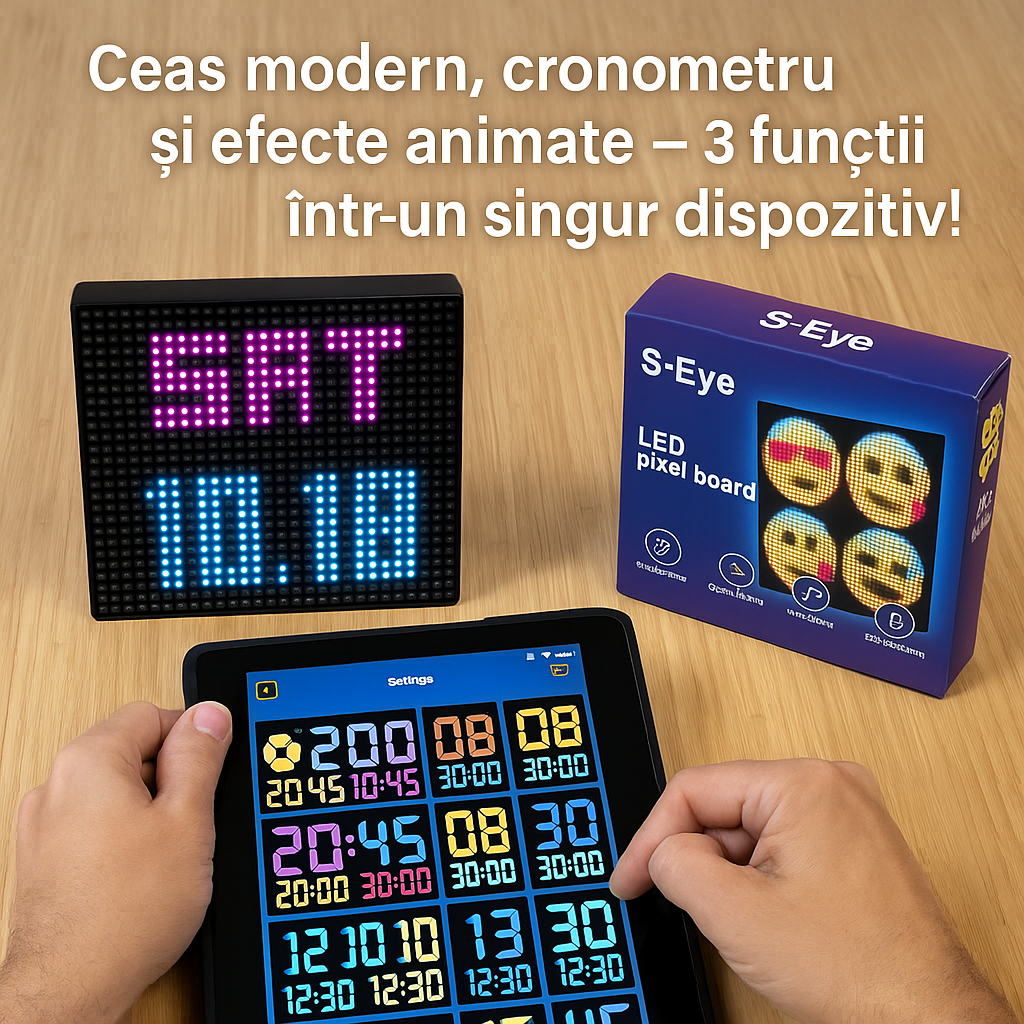 Tabla LED S-Eye 130×130 mm – Personalizabila prin Aplicatie Mobila iOS & Android