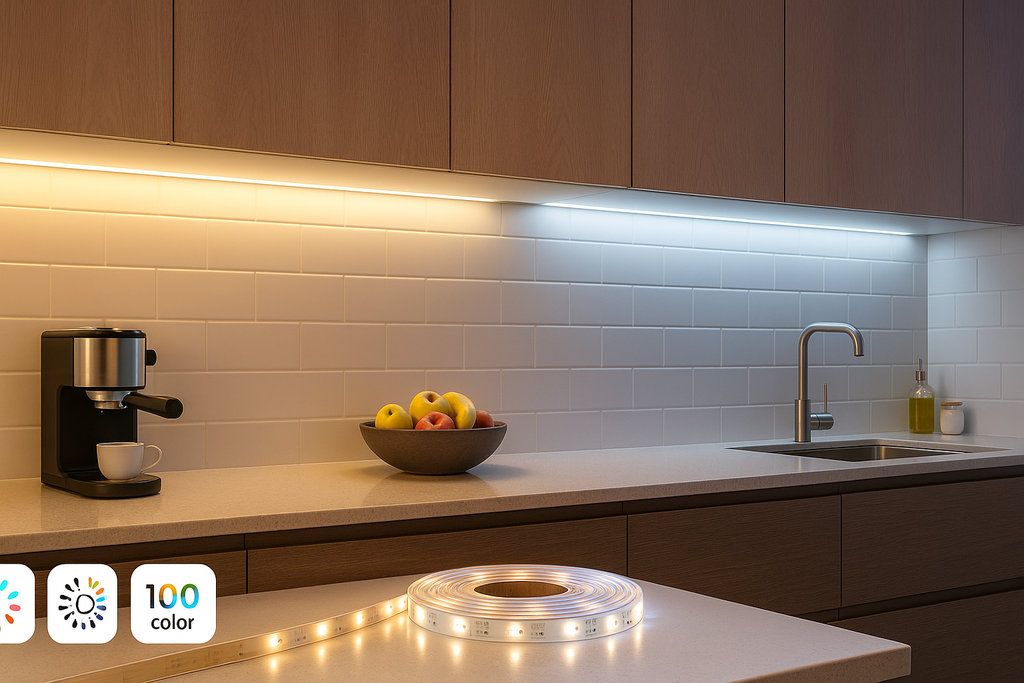 Bandă LED Philips RGB 5m, 24W, 1500 lm, telecomandă, 256 culori, iluminare ambientală