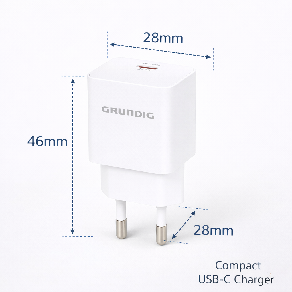 Incarcator Retea USB-C 20W Power Delivery, Priza EU, Alb - Compatibil iPhone, Samsung, Huawei, Xiaomi