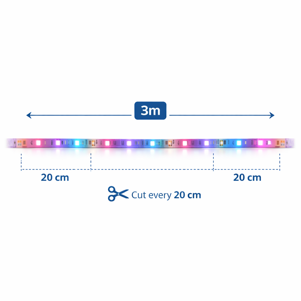 Banda LED 3m Grundig RGB + Alb Reglabil, 270 LED-uri SMD 5050, 600lm, 12 Culori, 4 Moduri, Functie Muzica, Telecomanda si Adaptor 12V Incluse