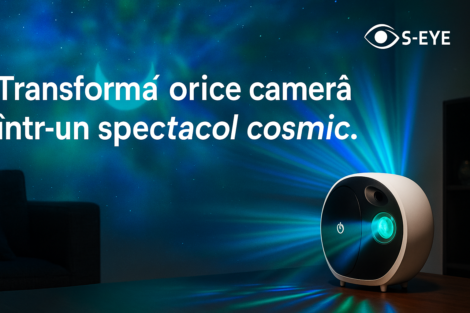 Proiector Laser RGB S-Eye Galaxy Light, Cer Instelat, Telecomanda si Timer Inteligent pentru Relaxare