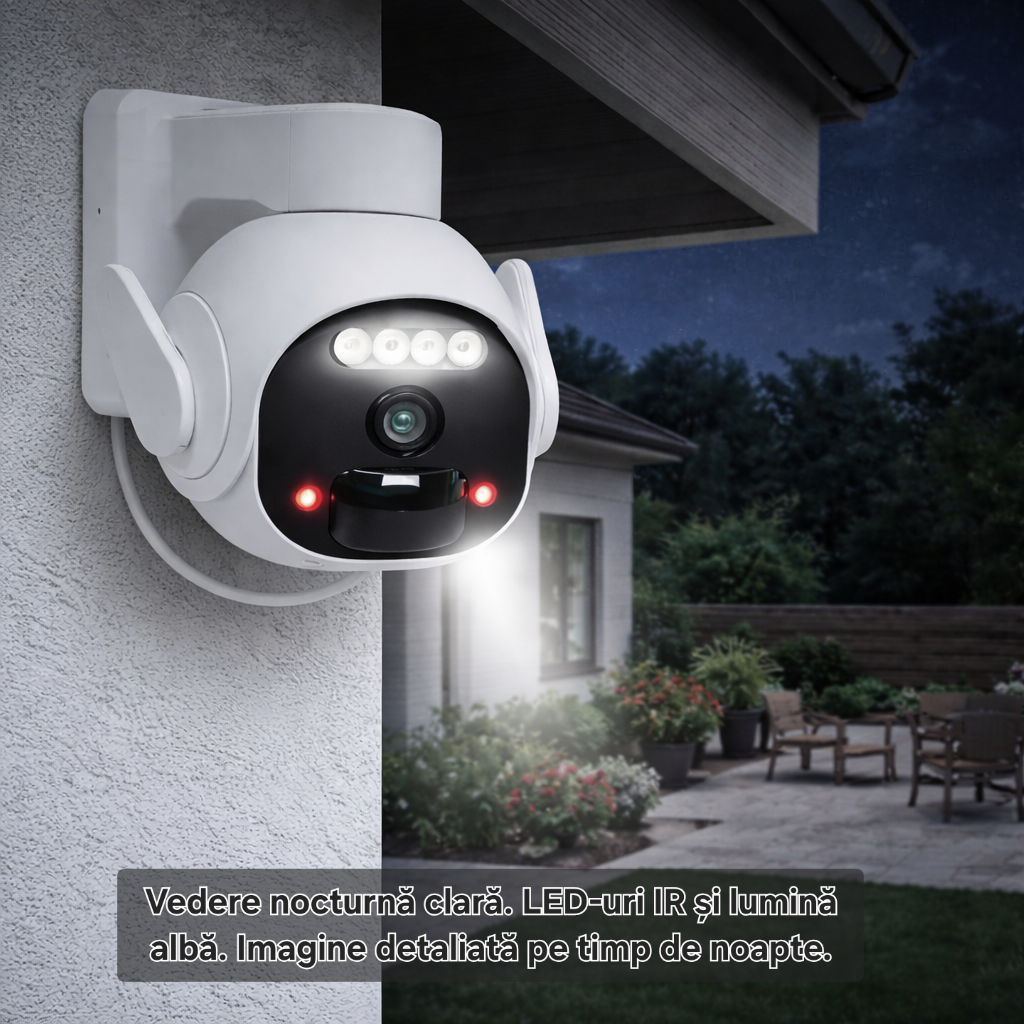 Camera supraveghere s-Eye LSC WiFi cu alimentare solară, PTZ, 1296p HD, detecție mișcare, sirenă, vedere nocturnă, IP65