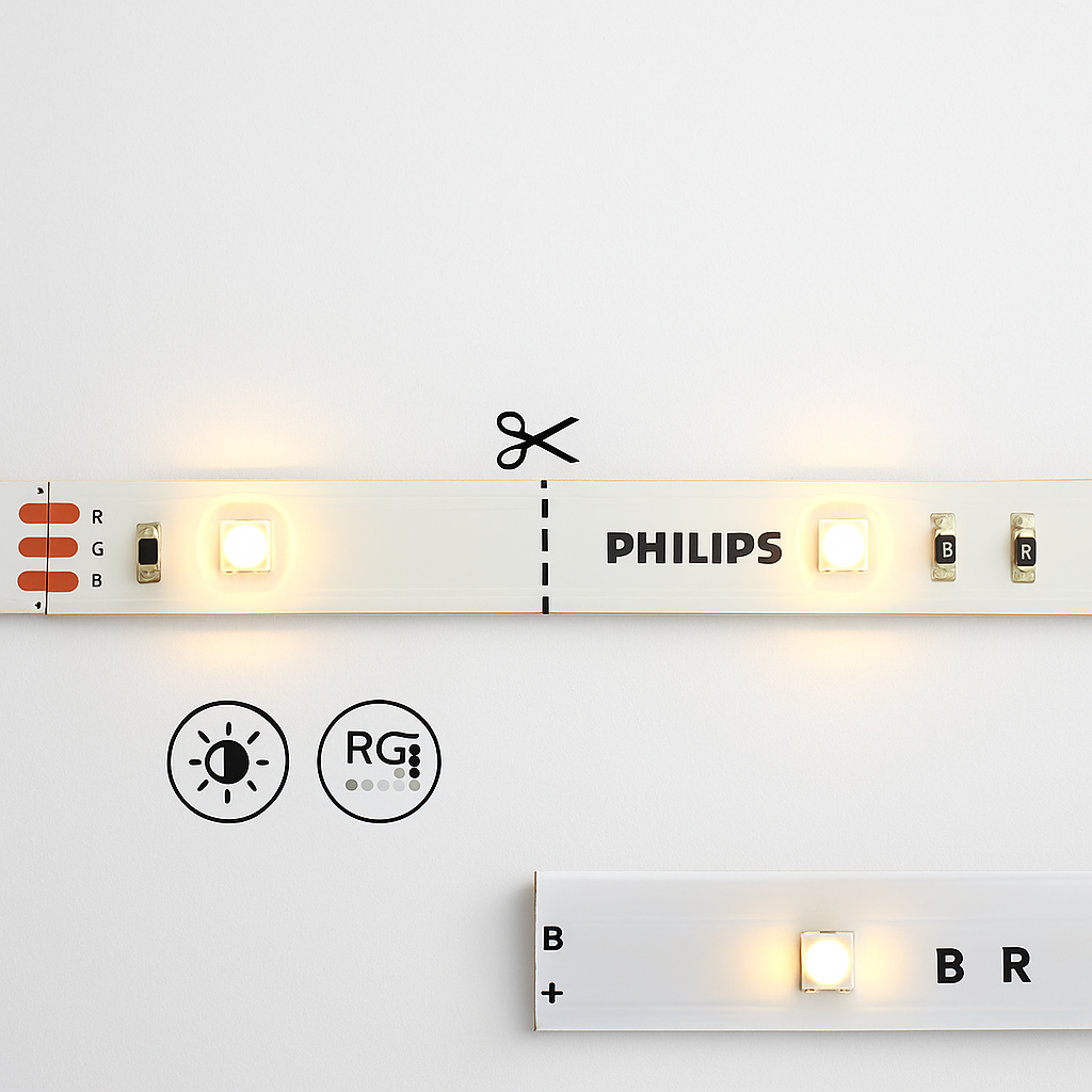 Bandă LED Philips RGB 5m, 24W, 1500 lm, telecomandă, 256 culori, iluminare ambientală