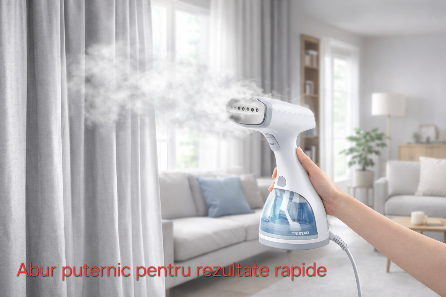 Calcator vertical cu abur s-Eye Tristar 1500W, abur continuu 25 g minut, rezervor 0.3L