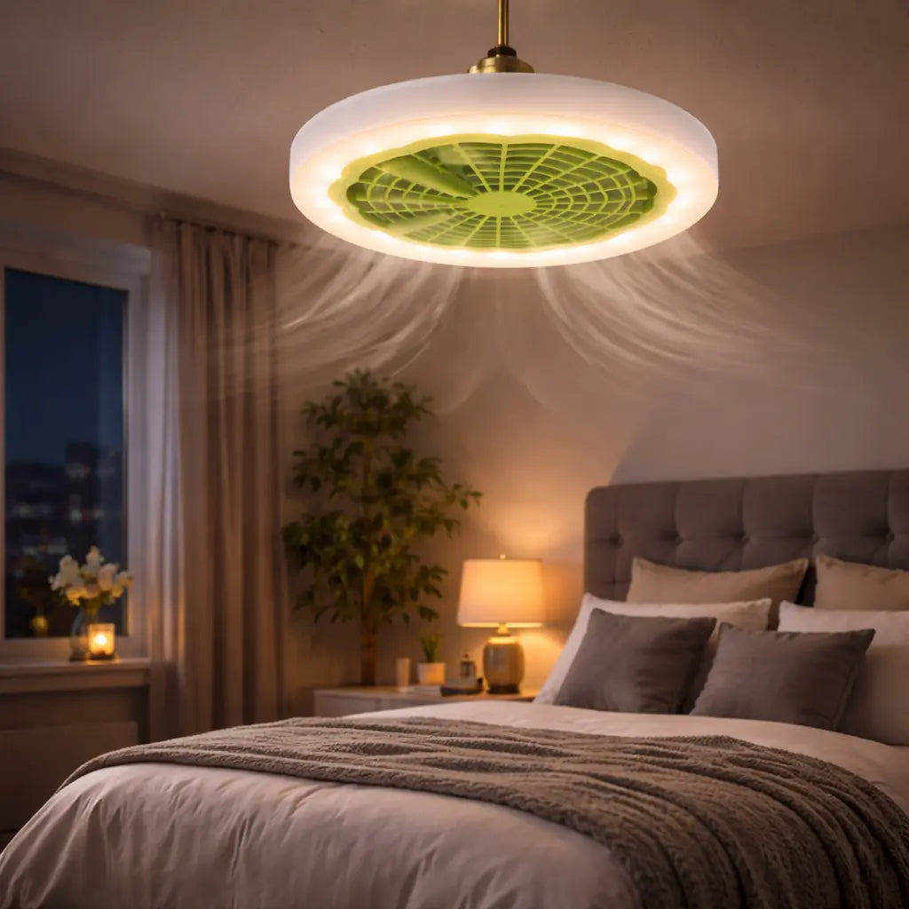 Lampă LED Smart cu ventilator integrat 30 W, dulie E27, telecomandă inclusă