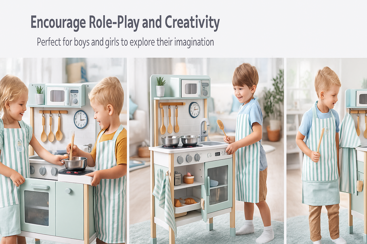 Bucătărie din Lemn S-Eye pentru Copii 60x30x93 cm cu 8 Piese și Accesorii FSC