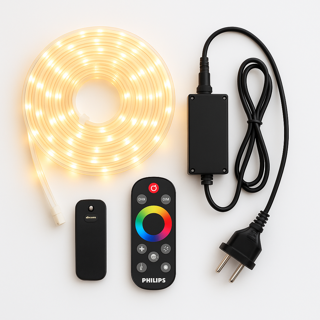 Bandă LED Philips Exterior 5 m RGB 1500 lm cu Telecomandă și Protecție IP44
