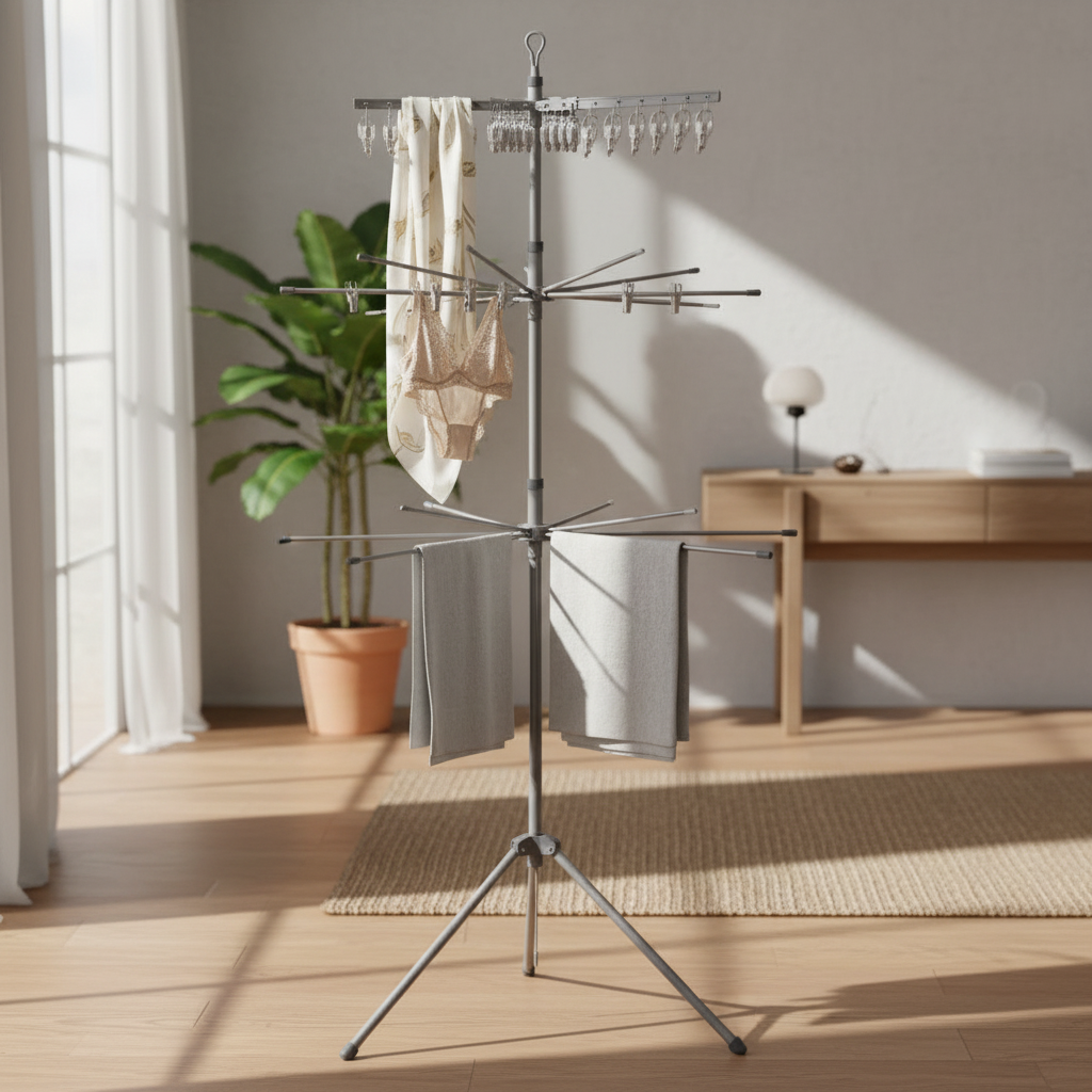 Uscător rufe vertical pliabil 170 cm Ciodex cu brațe rotative 360° pentru interior și exterior