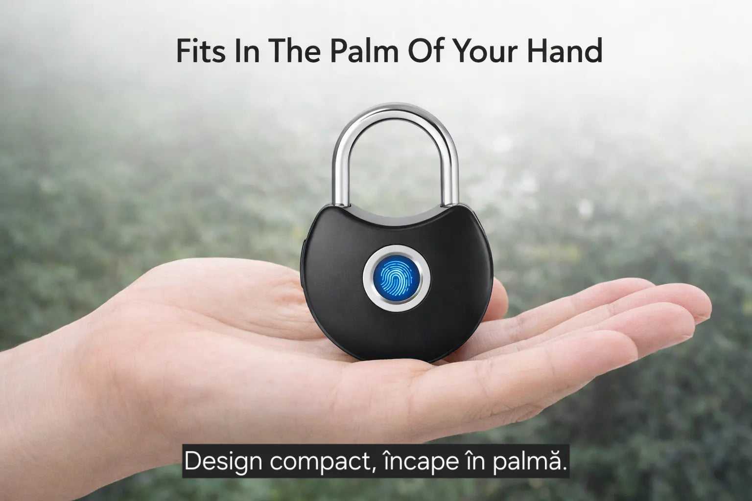 Lacăt inteligent s-Eye cu amprentă, aplicație Tuya, fără cheie, USB reîncărcabil, IP65, negru