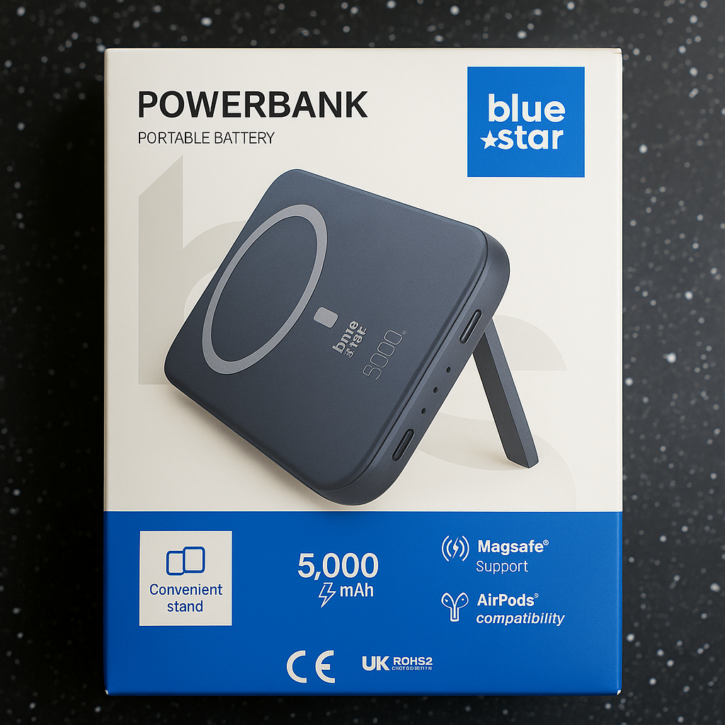 Baterie externa, Powerbank Magnetic s-Eye 5000 mAh cu Suport MagSafe si Stand Integrat – Incarcare Rapida USB-C & Wireless