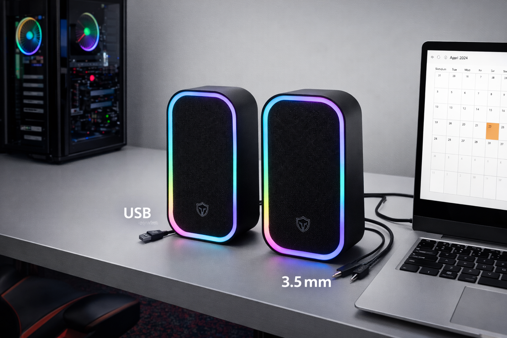 Boxe PC Gaming S Eye Battletron RGB, 10 W RMS, USB, Jack 3.5 mm