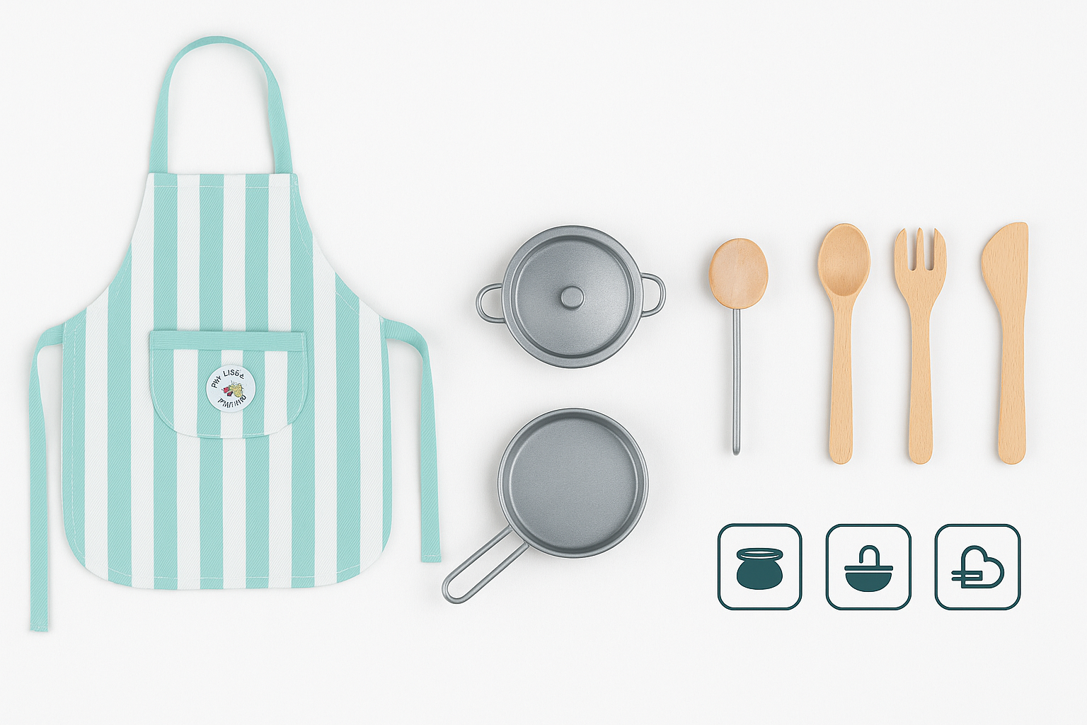 Bucătărie din Lemn S-Eye pentru Copii 60x30x93 cm cu 8 Piese și Accesorii FSC