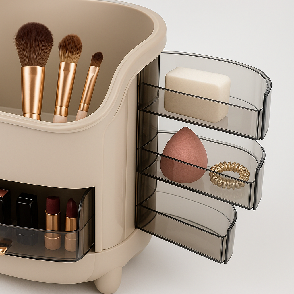 Organizator machiaj S Eye cu sertare și capac anti praf 30x20x34 cm