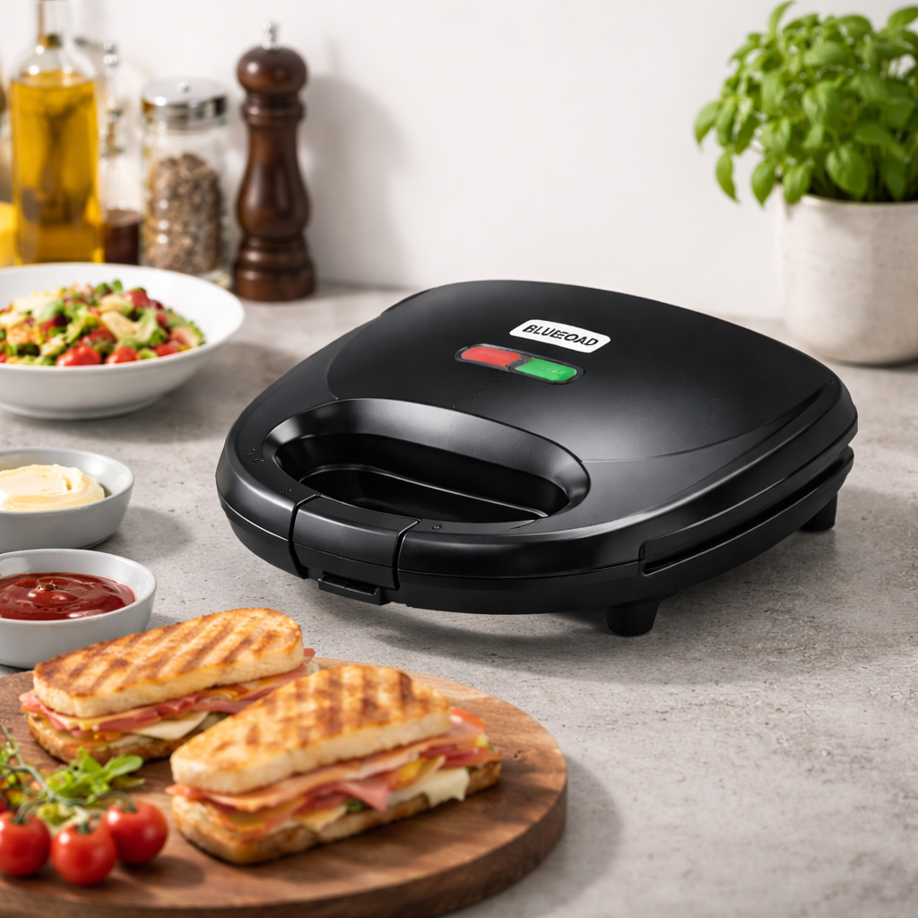 Sandwich Maker BLUEROAD BL 801, 750 W, plăci antiaderente, 2 sandvișuri, indicator luminos