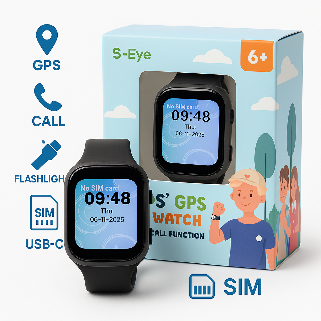 Smartwatch s-Eye pentru Copii cu GPS, Apel SIM și Localizare în Timp Real