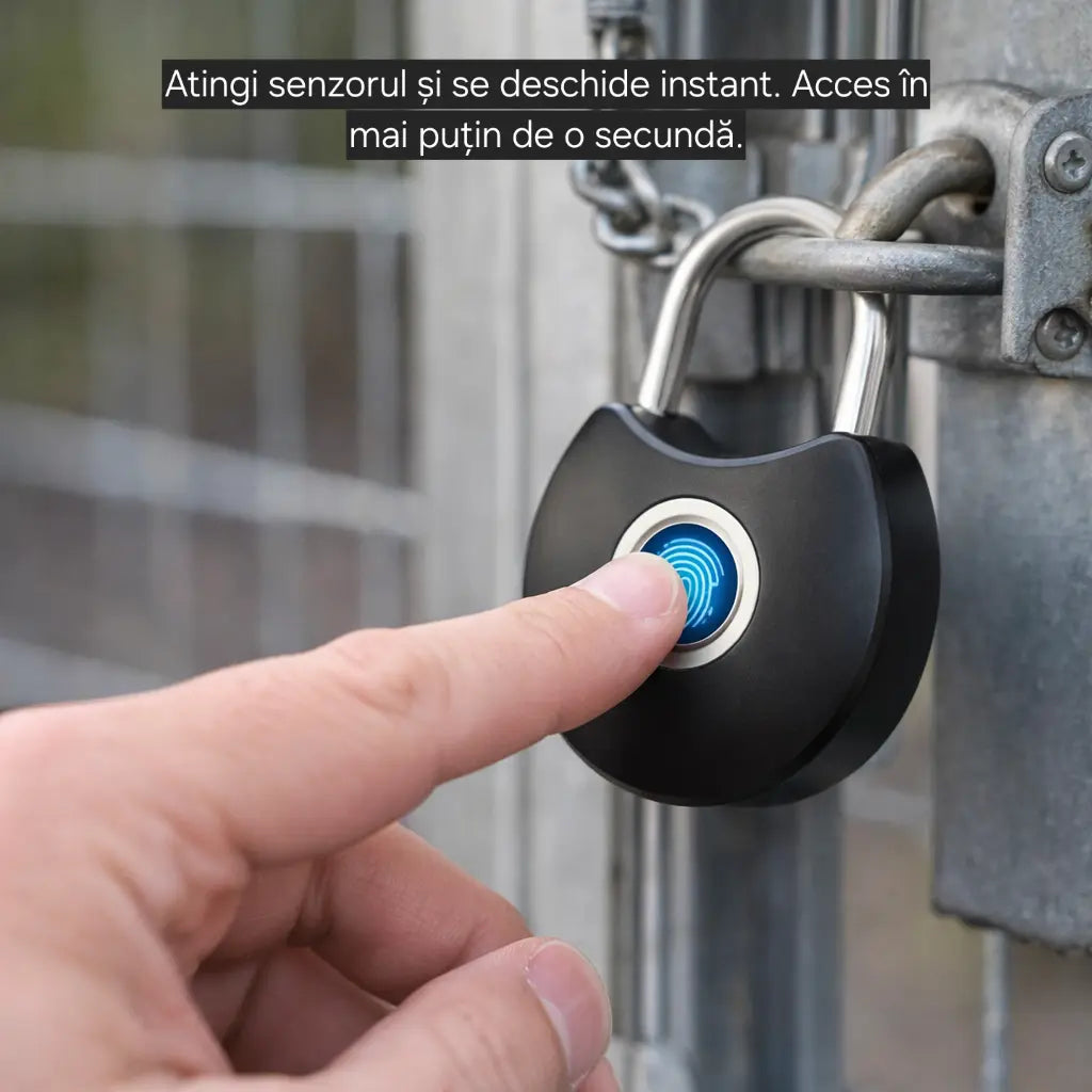 Lacăt inteligent s-Eye cu amprentă, aplicație Tuya, fără cheie, USB reîncărcabil, IP65, negru