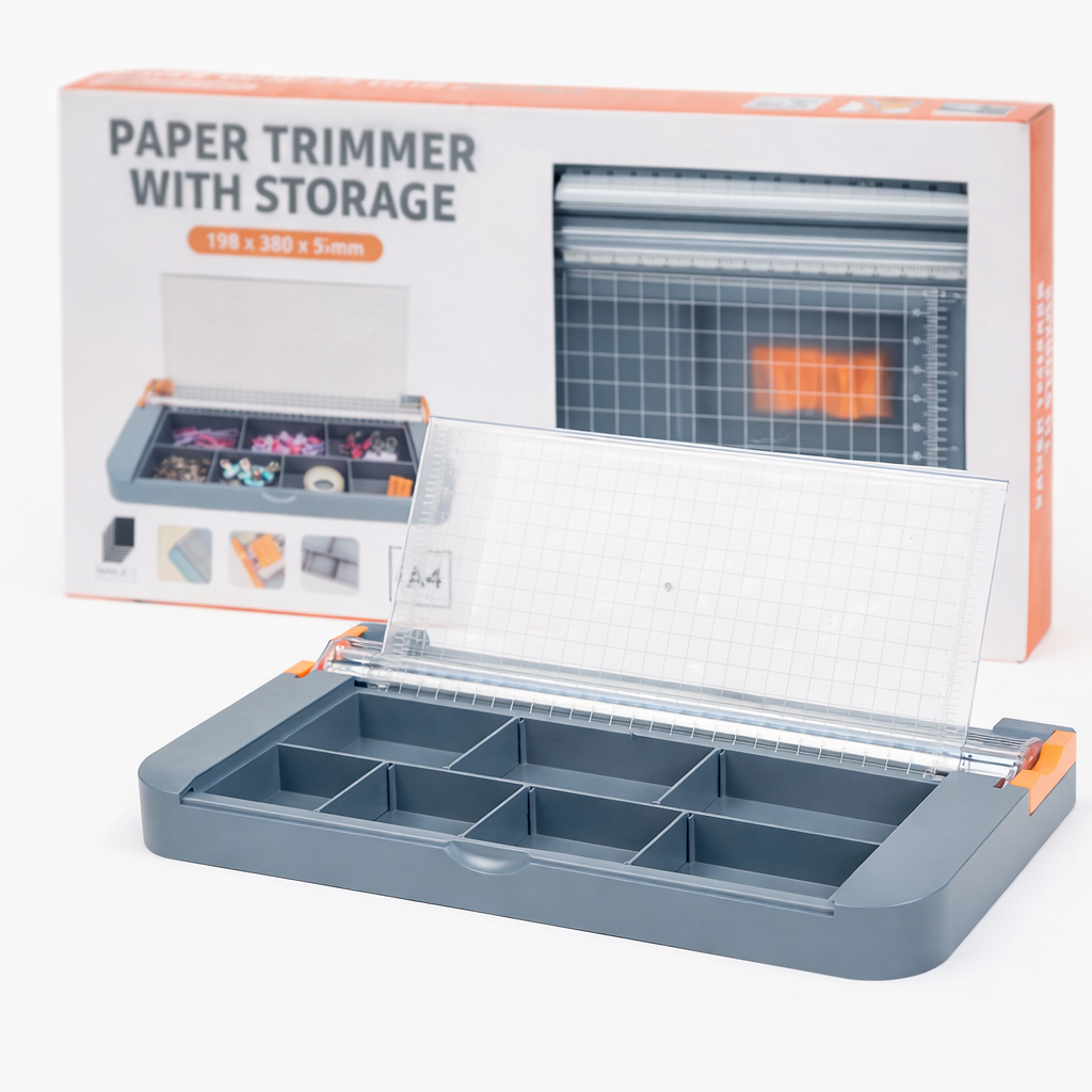 Ghilotină hârtie A4 s-Eye cu riglă integrată și compartimente de depozitare