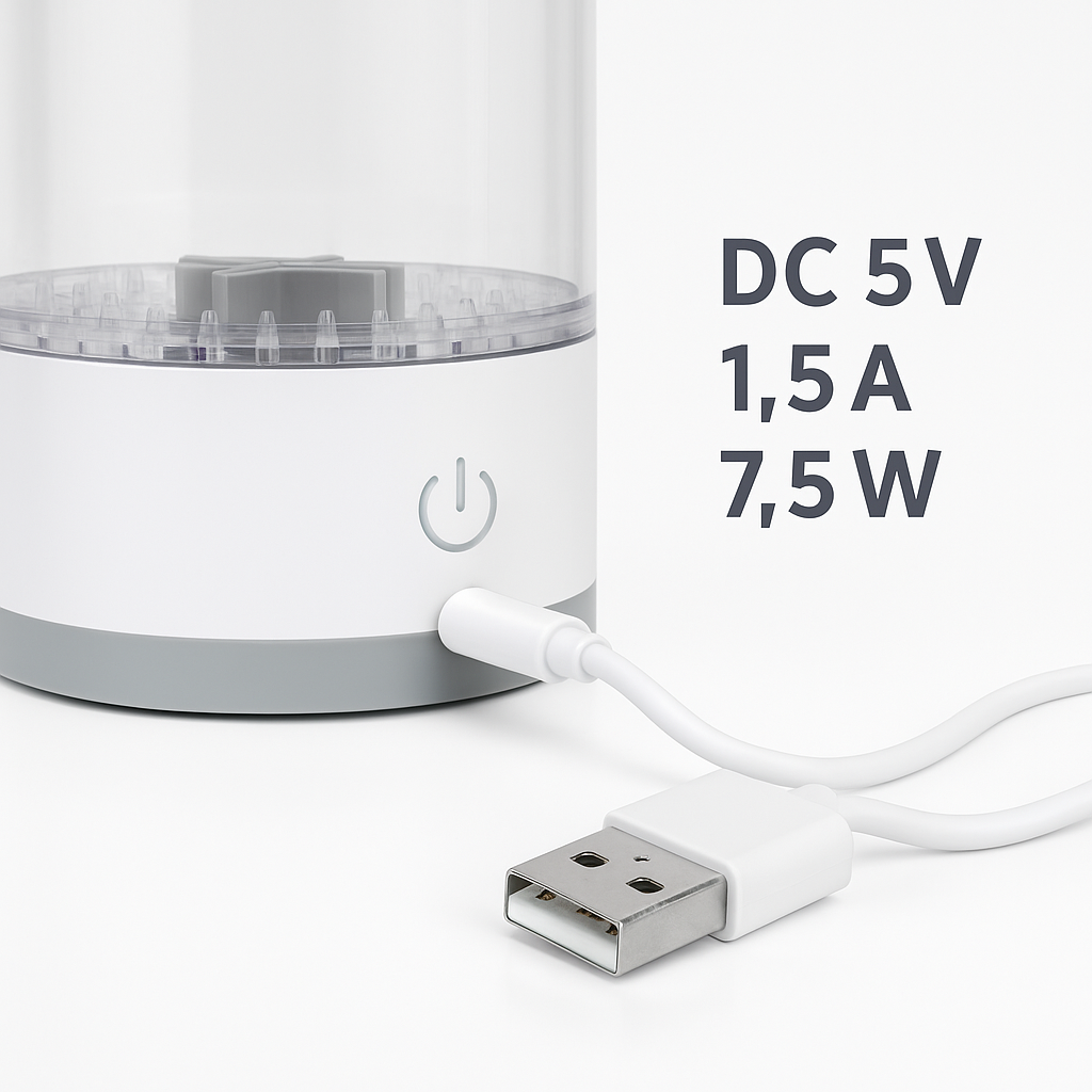 Aparat curățare pensule machiaj S-Eye, rotire 360°, suport uscare, alb, pentru 3 pensule