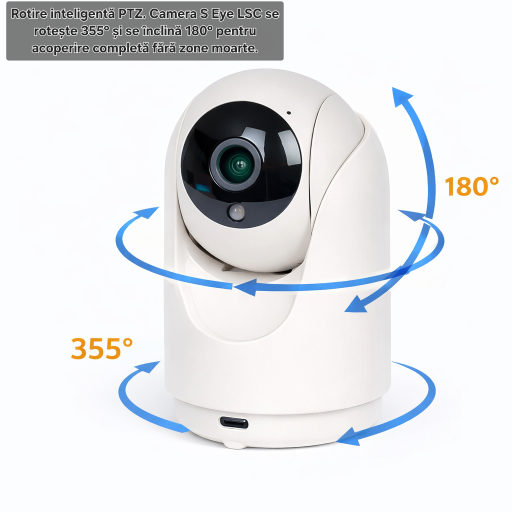 Camera supraveghere WiFi S Eye LSC rotativă HD 1296p cu vedere nocturnă detectare mișcare și audio bidirecțional