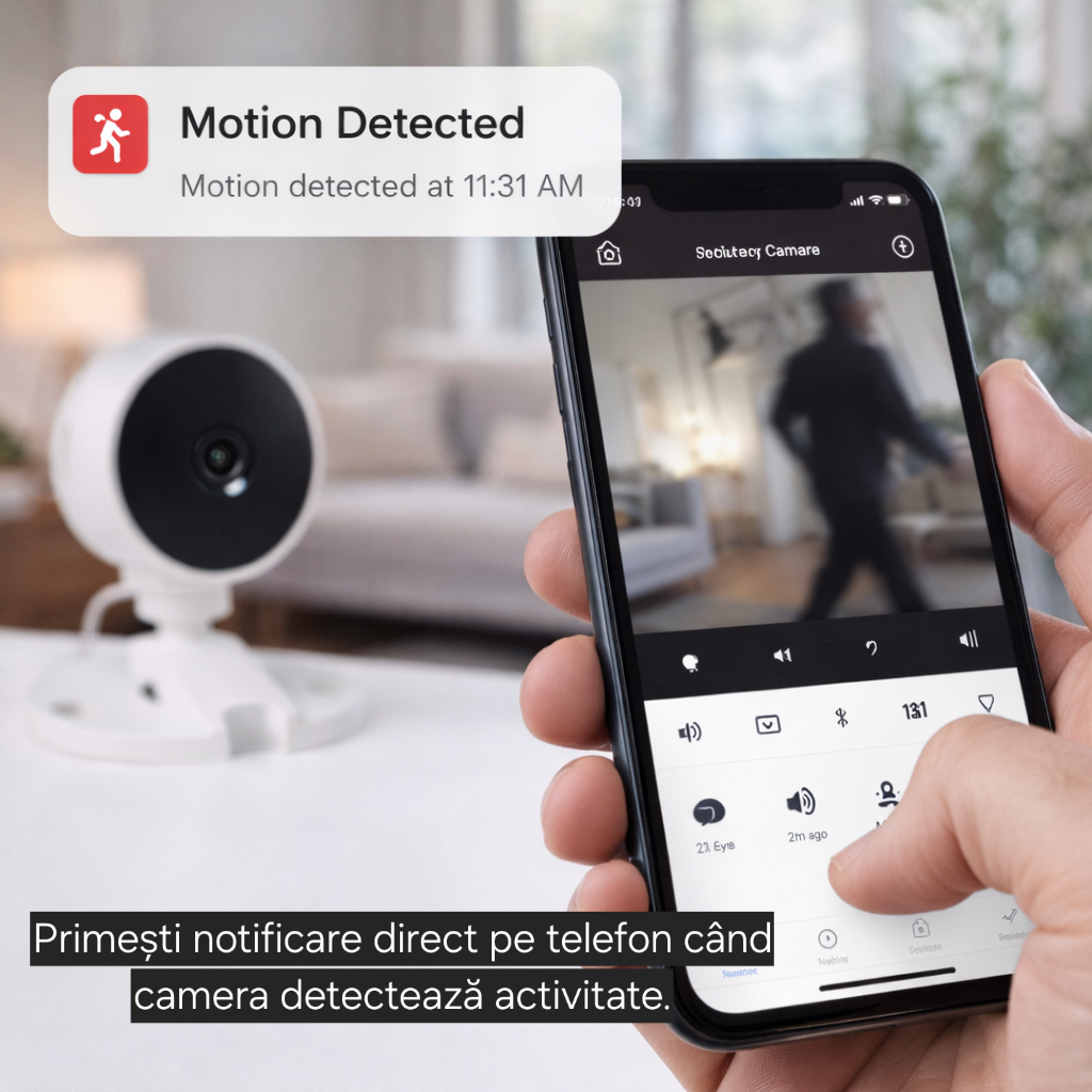 Cameră Supraveghere Interior s-Eye model LSC, Full HD 1080p, WiFi 2.4GHz, Audio Bidirecțional, Night Vision 5m, Unghi 75°, Alb