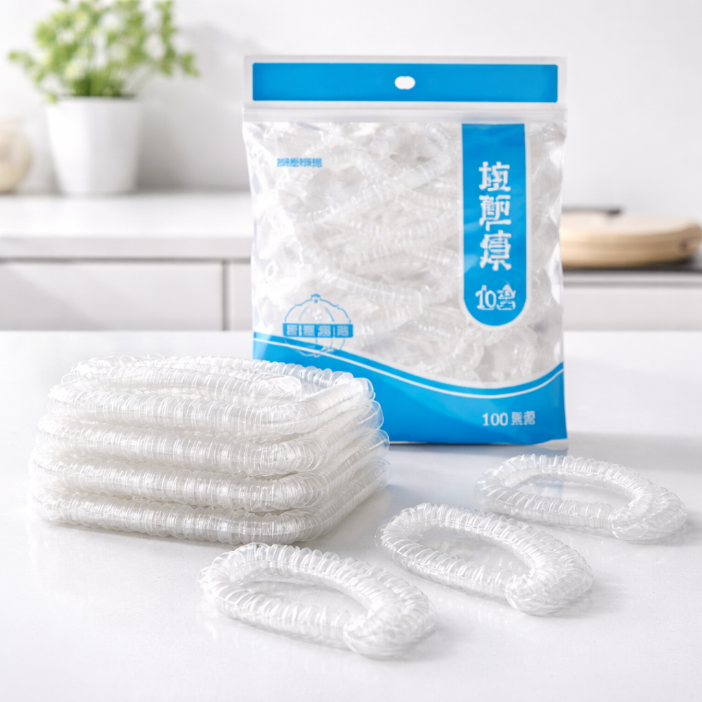 Huse elastice pentru alimente, set 100 bucăți, protecție farfurii și boluri, material PE alimentar