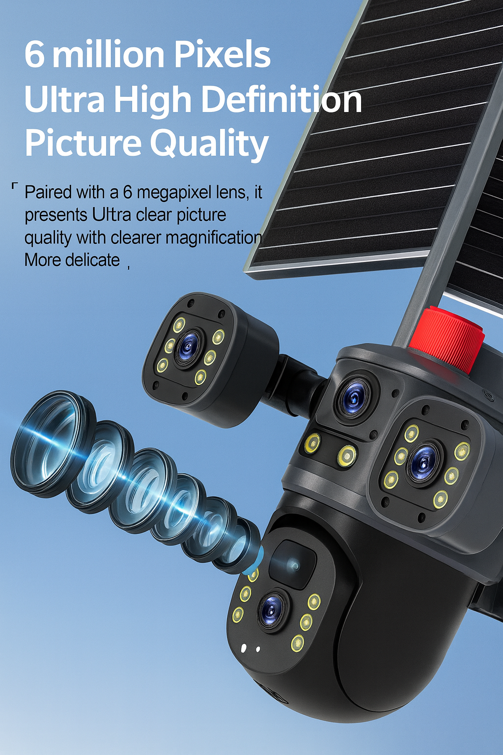 Cameră de Supraveghere Exterioară s-Eye Tripla 4G, 12MP Ultra HD, Zoom 10X, PTZ, Alimentare Solară 7.5W, Baterie 8000mAh