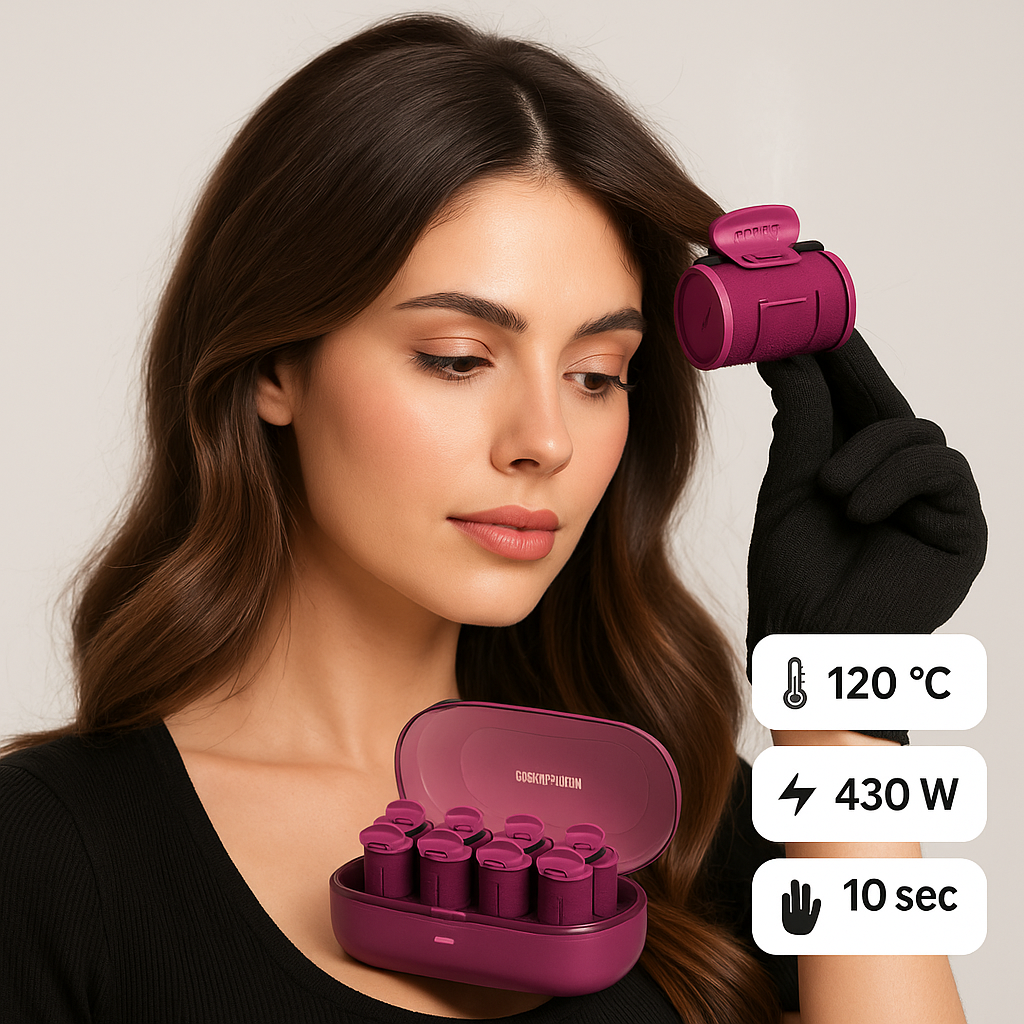 Set bigudiuri termine Cosmopolita s-eye Încălzite 430W cu 10 rol și mănușă anti-căldură