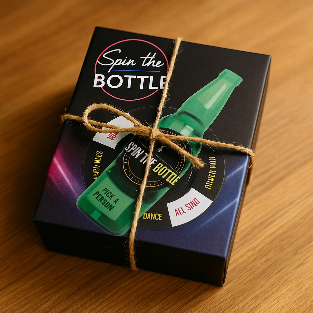 Joc de petrecere s-Eye,  Spin The Bottle SI, „Învârte sticla”, cu provocări amuzante, pentru grupuri de prieteni