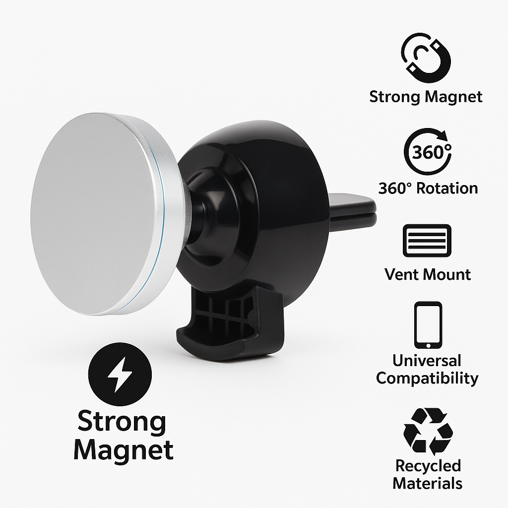 Suport auto magnetic S-Eye pentru telefon, prindere pe grila de ventilatie, rotire 360
