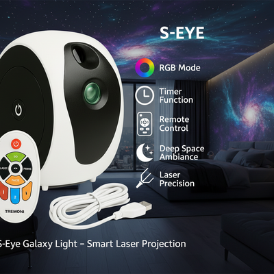 Proiector Laser RGB S-Eye Galaxy Light – Cer Instelat, Telecomanda si Timer Inteligent pentru Relaxare Totala 