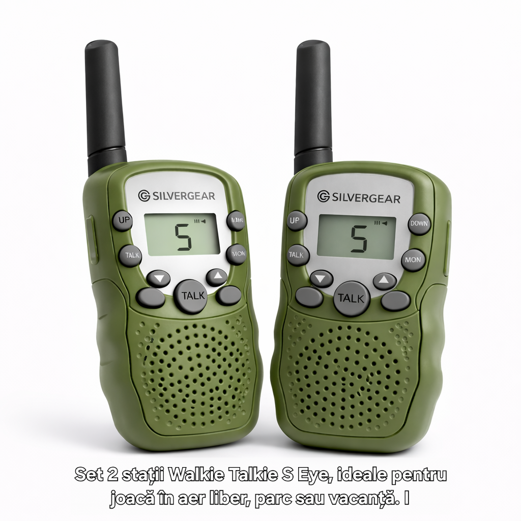 Stație Walkie Talkie copii S Eye set 2 bucăți cu lanternă LED și rază până la 3 km