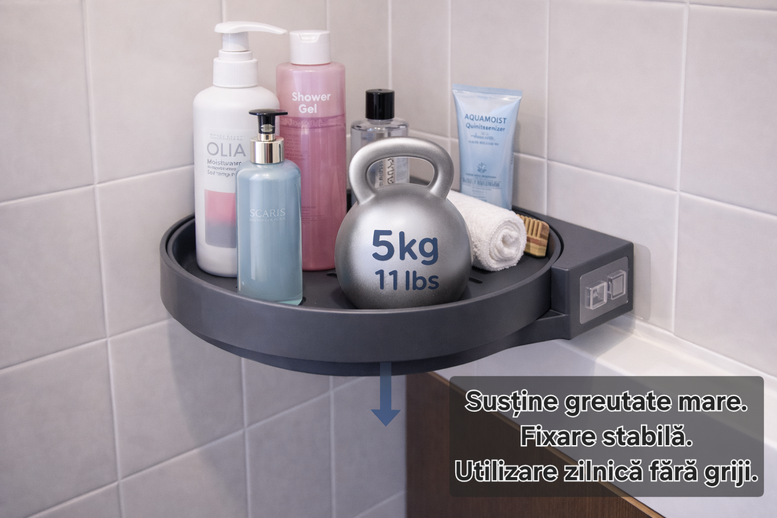 Suport Rotativ Baie S-Eye 360°, Montaj Fara Gaurire, Organizator Cosmetic Rezistent la Umezeala