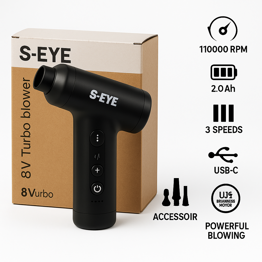 Suflanta S-Eye Turbo 8V 110000 RPM USB-C cu Set Accesorii pentru Curatare Profesionala