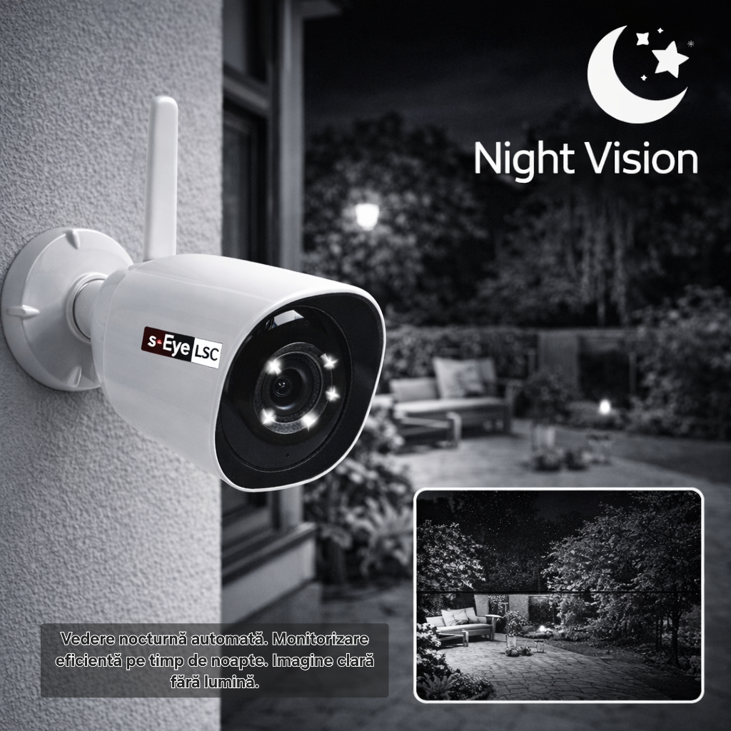 Camera supraveghere s-Eye LSC WiFi exterior 1296p HD detectie miscare sirena