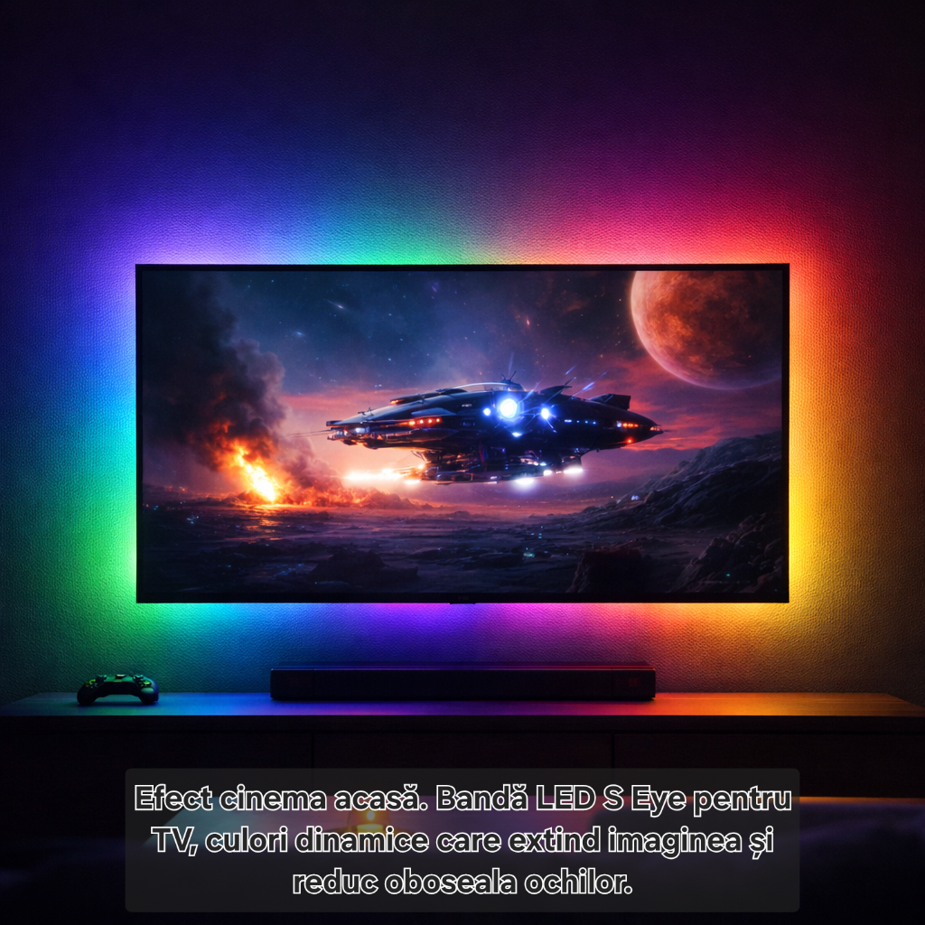 Bandă LED S Eye RGBIC 30 m, iluminare ambientală multicolor, alb reglabil 2700K 6500K, telecomandă inclusă