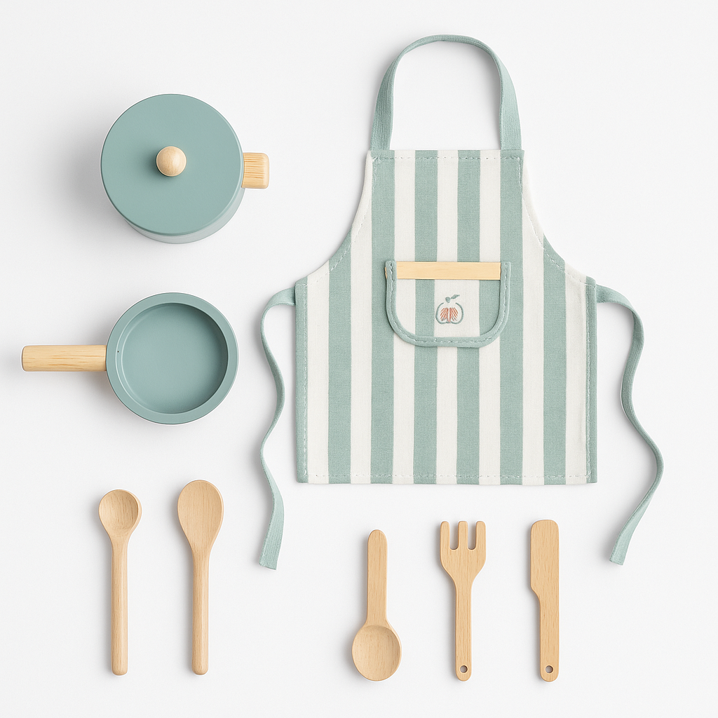 Bucătărie din Lemn S-Eye pentru Copii 60x30x93 cm cu 8 Piese și Accesorii FSC