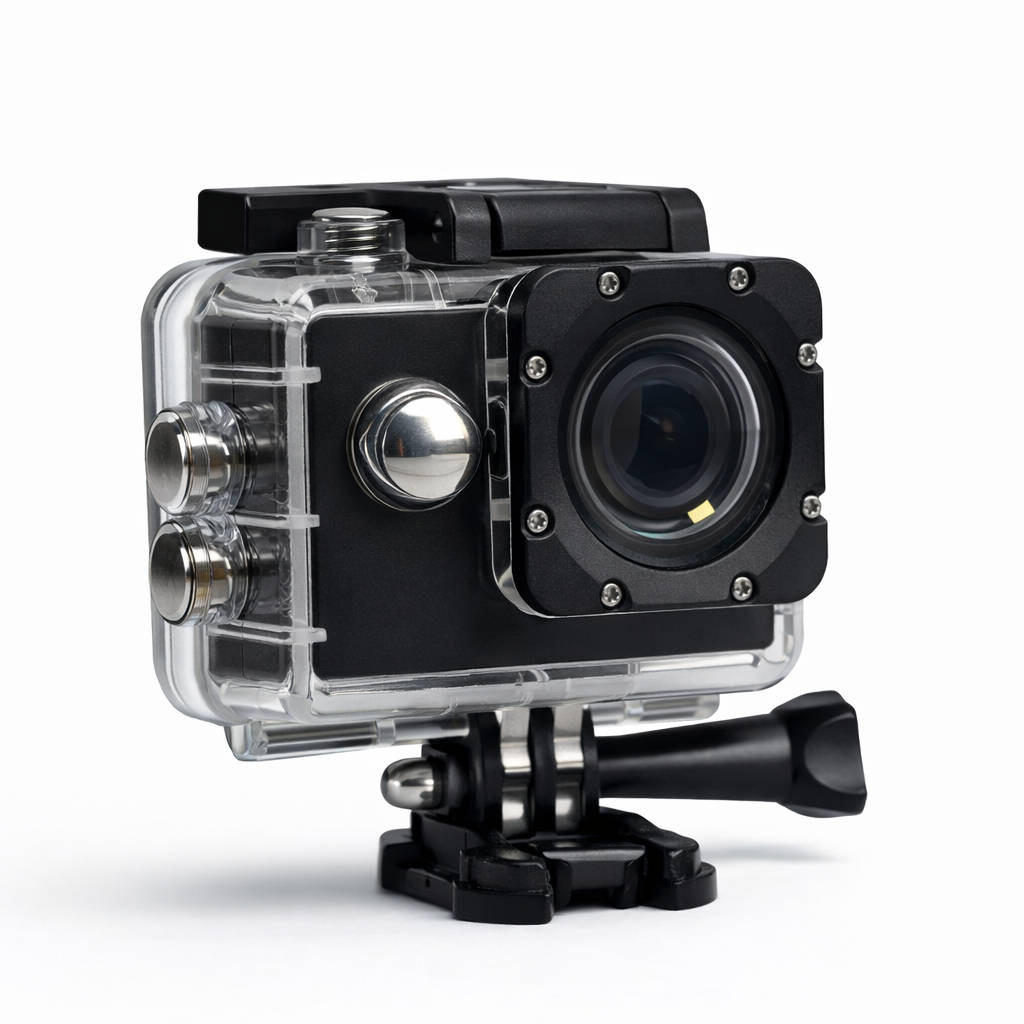 Cameră de acțiune Full HD 1080p cu WiFi, carcasă waterproof 30 m, ecran 2 inch, accesorii incluse