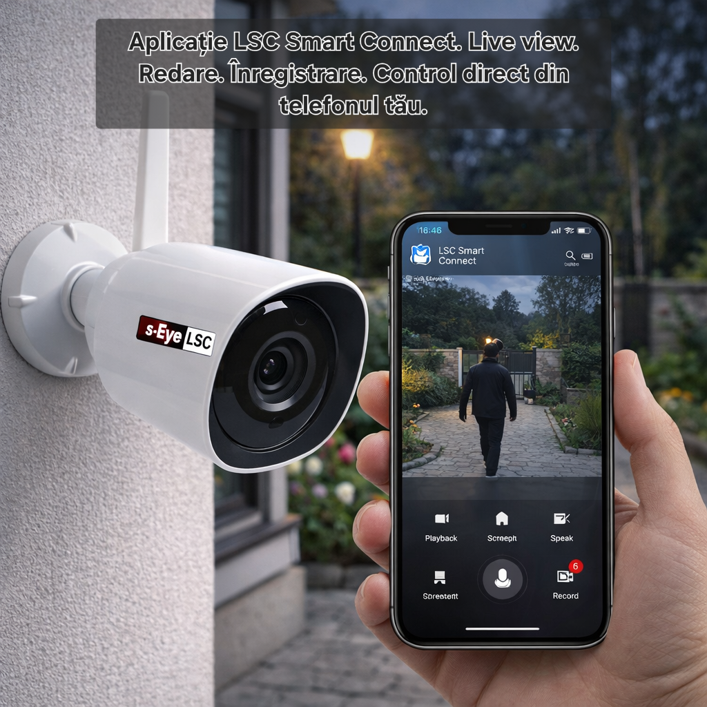 Camera supraveghere s-Eye LSC WiFi exterior 1296p HD detectie miscare sirena