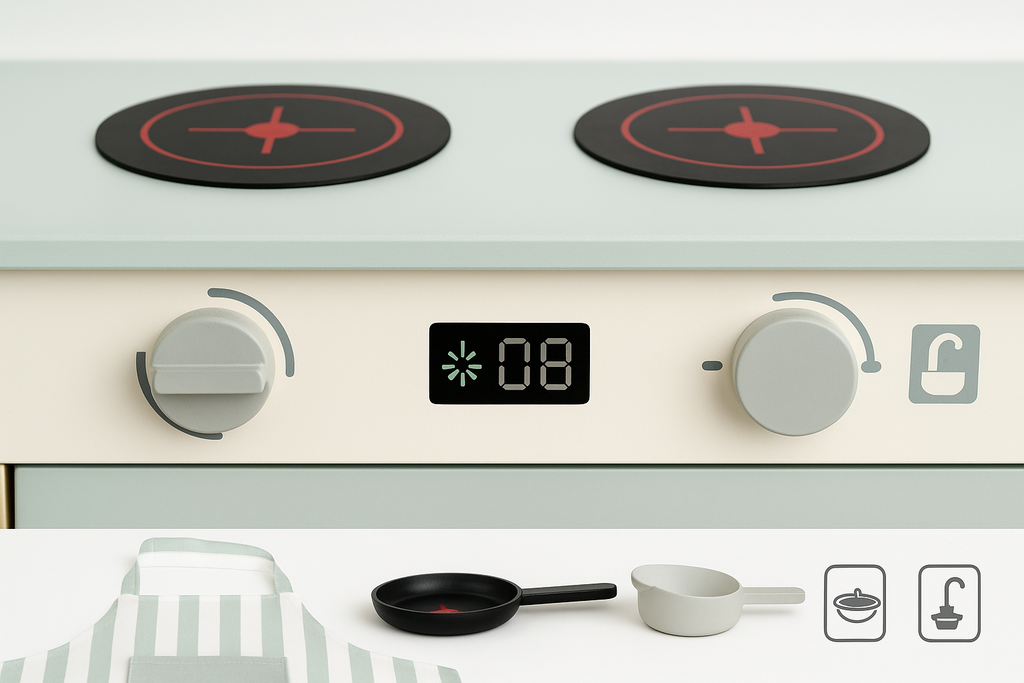 Bucătărie din Lemn S-Eye pentru Copii 60x30x93 cm cu 8 Piese și Accesorii FSC