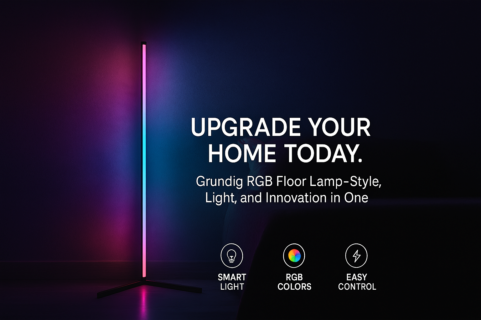 Lampa LED Grundig RGB 140 cm cu Telecomanda si Reactie la Muzica – Iluminare Inteligenta pentru Camera Moderna