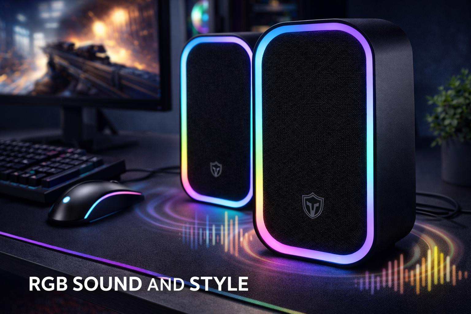 Boxe PC Gaming S Eye Battletron RGB, 10 W RMS, USB, Jack 3.5 mm