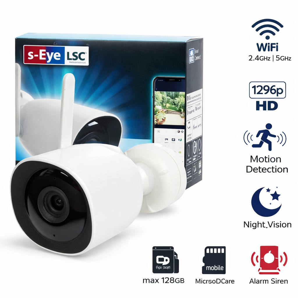 Camera supraveghere s-Eye LSC WiFi exterior 1296p HD detectie miscare sirena
