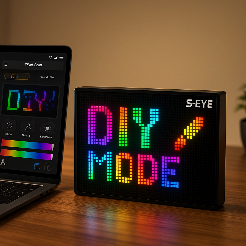 Tabla LED S-Eye 130×130 mm – Personalizabila prin Aplicatie Mobila iOS & Android